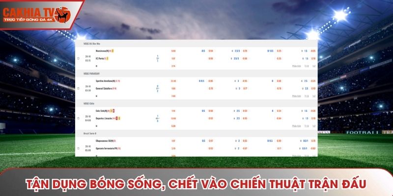 Tận dụng bóng sống, chết vào chiến thuật trận đấu